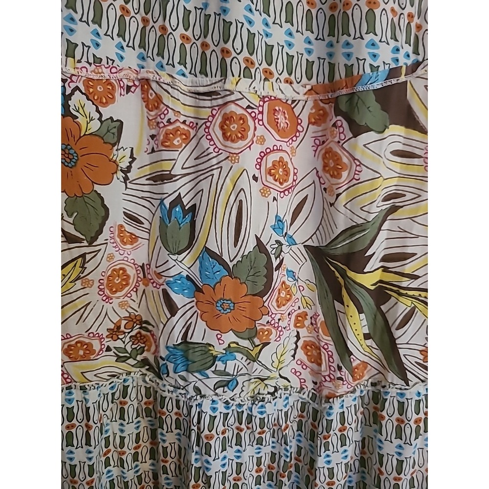 India‎ Boutique Dress One Size Multicolor Elastic Stretchy Top 70's Vibes - Picture 2 of 9